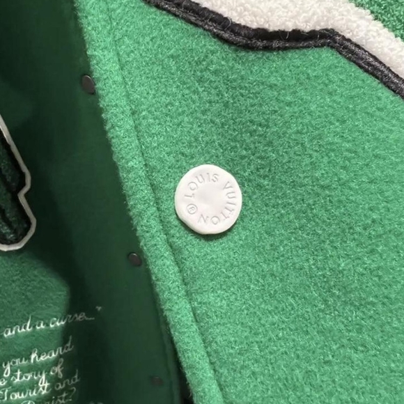 Men’s Louis Vuitton Green Wool Leather LV Varsity Jacket 46 Large - Picture 10 of 13